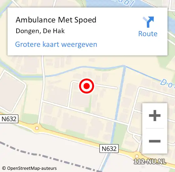 Locatie op kaart van de 112 melding: Ambulance Met Spoed Naar Dongen, De Hak op 8 februari 2017 20:06