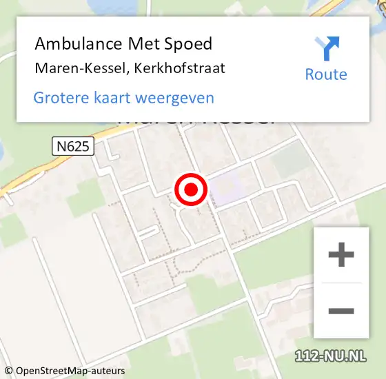 Locatie op kaart van de 112 melding: Ambulance Met Spoed Naar Maren-Kessel, Kerkhofstraat op 8 februari 2017 20:09