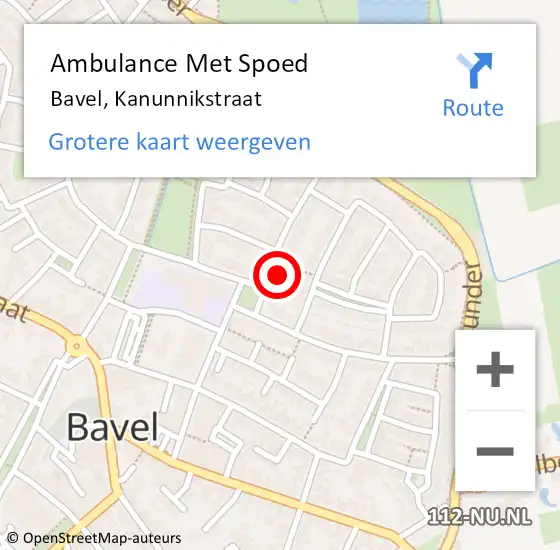 Locatie op kaart van de 112 melding: Ambulance Met Spoed Naar Bavel, Kanunnikstraat op 8 februari 2017 20:24