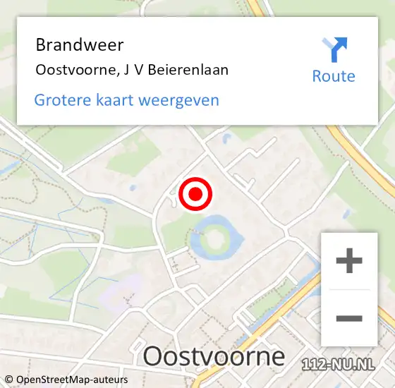 Locatie op kaart van de 112 melding: Brandweer Oostvoorne, J V Beierenlaan op 8 februari 2017 21:38