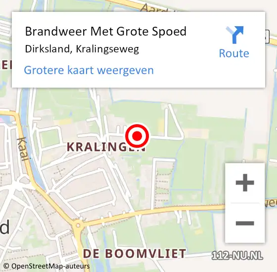 Locatie op kaart van de 112 melding: Brandweer Met Grote Spoed Naar Dirksland, Kralingseweg op 8 februari 2017 22:51