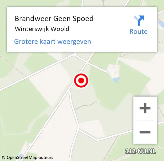 Locatie op kaart van de 112 melding: Brandweer Geen Spoed Naar Winterswijk Woold op 8 februari 2017 22:57