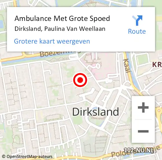 Locatie op kaart van de 112 melding: Ambulance Met Grote Spoed Naar Dirksland, Paulina Van Weellaan op 9 februari 2017 05:16