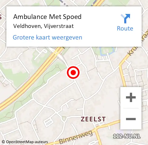 Locatie op kaart van de 112 melding: Ambulance Met Spoed Naar Veldhoven, Vijverstraat op 9 februari 2017 07:36