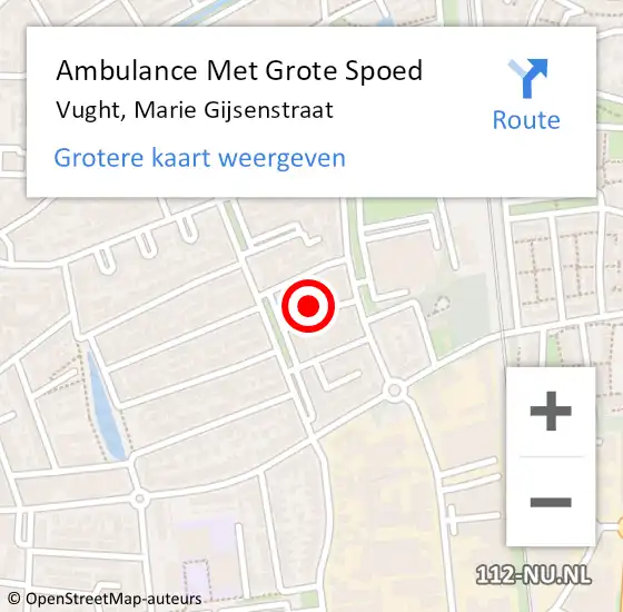 Locatie op kaart van de 112 melding: Ambulance Met Grote Spoed Naar Vught, Marie Gijsenstraat op 9 februari 2017 07:55