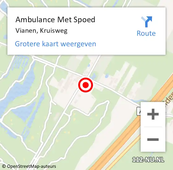 Locatie op kaart van de 112 melding: Ambulance Met Spoed Naar Vianen, Kruisweg op 9 februari 2017 08:11