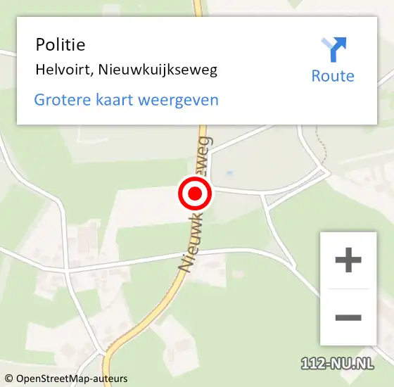 Locatie op kaart van de 112 melding: Politie Helvoirt, Nieuwkuijkseweg op 9 februari 2017 08:35