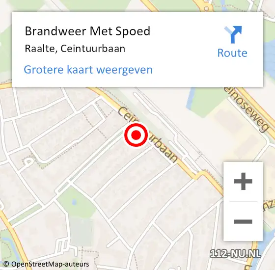 Locatie op kaart van de 112 melding: Brandweer Met Spoed Naar Raalte, Ceintuurbaan op 9 februari 2017 08:38