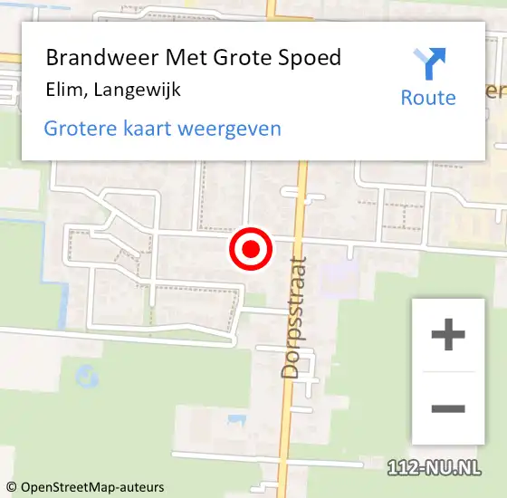 Locatie op kaart van de 112 melding: Brandweer Met Grote Spoed Naar Elim, Langewijk op 9 februari 2017 08:47