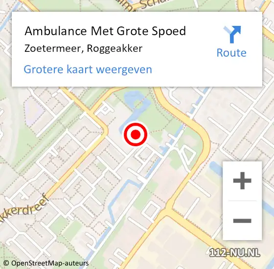 Locatie op kaart van de 112 melding: Ambulance Met Grote Spoed Naar Zoetermeer, Roggeakker op 9 februari 2017 08:48