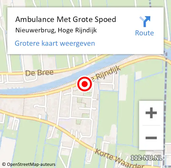 Locatie op kaart van de 112 melding: Ambulance Met Grote Spoed Naar Nieuwerbrug, Hoge Rijndijk op 9 februari 2017 09:00