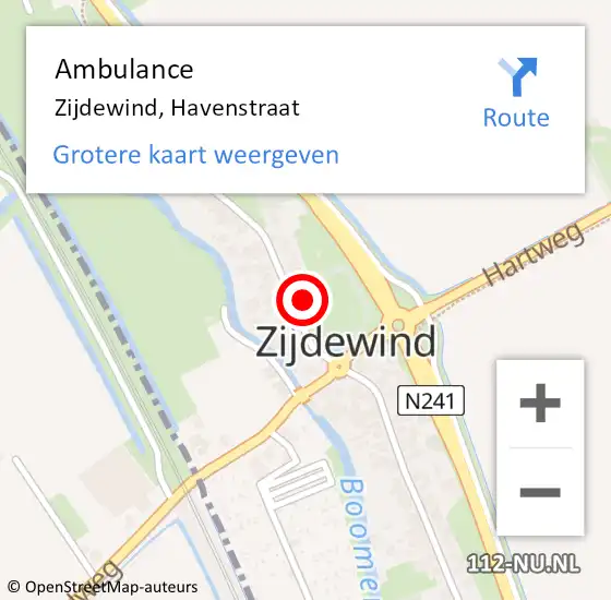 Locatie op kaart van de 112 melding: Ambulance Zijdewind, Havenstraat op 9 februari 2017 09:03