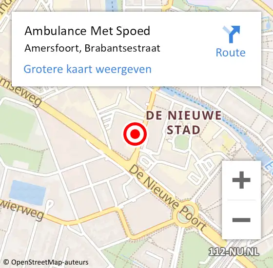 Locatie op kaart van de 112 melding: Ambulance Met Spoed Naar Amersfoort, Brabantsestraat op 9 februari 2017 09:16