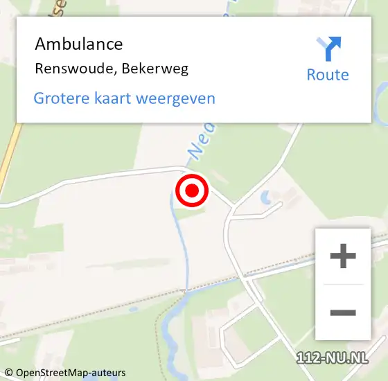 Locatie op kaart van de 112 melding: Ambulance Renswoude, Bekerweg op 9 februari 2017 09:17