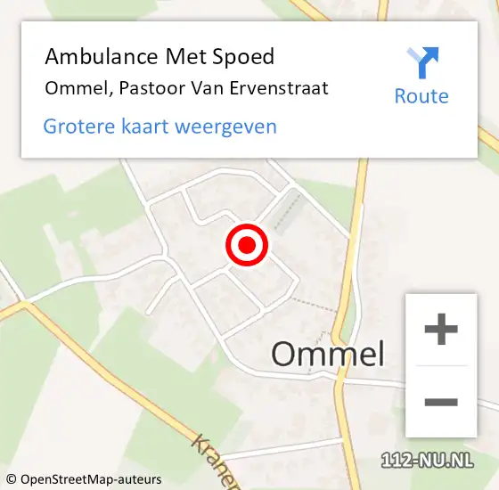 Locatie op kaart van de 112 melding: Ambulance Met Spoed Naar Ommel, Pastoor Van Ervenstraat op 9 februari 2017 09:27