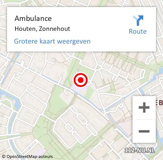 Locatie op kaart van de 112 melding: Ambulance Houten, Zonnehout op 9 februari 2017 09:39