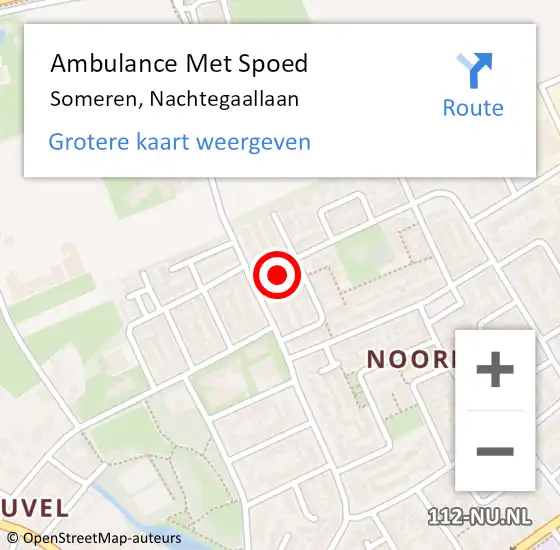 Locatie op kaart van de 112 melding: Ambulance Met Spoed Naar Someren, Nachtegaallaan op 9 februari 2017 10:09