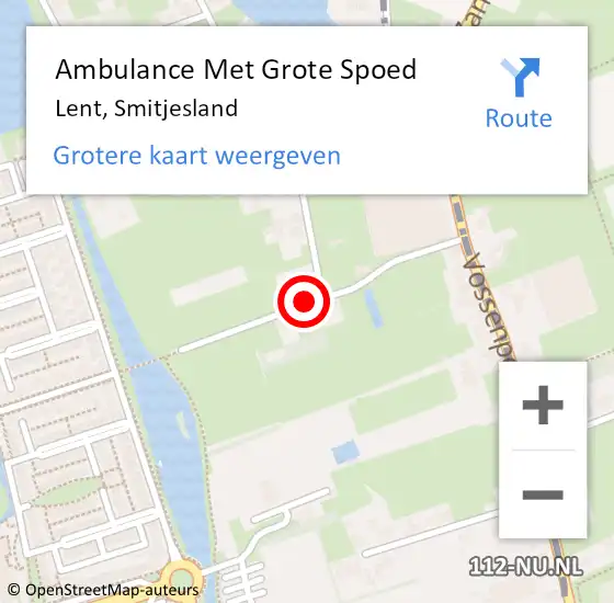 Locatie op kaart van de 112 melding: Ambulance Met Grote Spoed Naar Lent, Smitjesland op 9 februari 2017 10:42