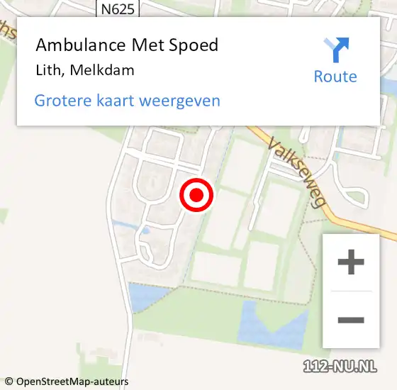 Locatie op kaart van de 112 melding: Ambulance Met Spoed Naar Lith, Melkdam op 9 februari 2017 10:44