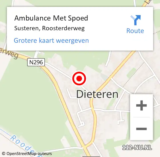 Locatie op kaart van de 112 melding: Ambulance Met Spoed Naar Susteren, Roosterderweg op 9 februari 2017 11:01