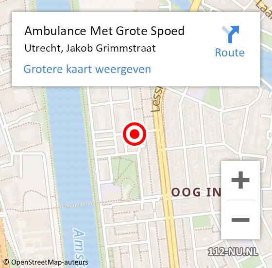 Locatie op kaart van de 112 melding: Ambulance Met Grote Spoed Naar Utrecht, Jakob Grimmstraat op 9 februari 2017 11:07