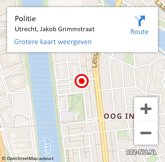 Locatie op kaart van de 112 melding: Politie Utrecht, Jakob Grimmstraat op 9 februari 2017 11:10