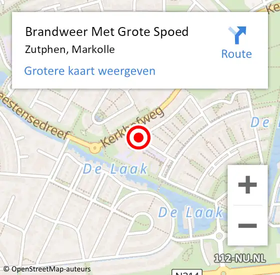 Locatie op kaart van de 112 melding: Brandweer Met Grote Spoed Naar Zutphen, Markolle op 9 februari 2017 12:16