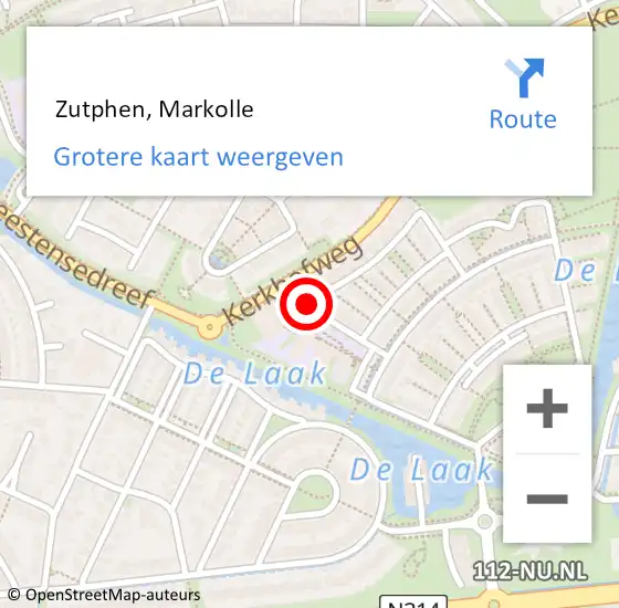 Locatie op kaart van de 112 melding:  Zutphen, Markolle op 9 februari 2017 12:20