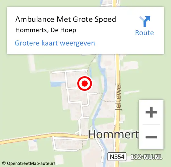 Locatie op kaart van de 112 melding: Ambulance Met Grote Spoed Naar Hommerts, De Hoep op 18 september 2013 22:07