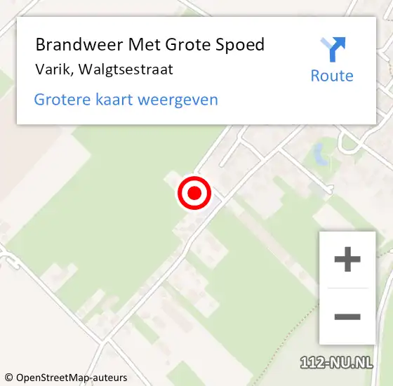 Locatie op kaart van de 112 melding: Brandweer Met Grote Spoed Naar Varik, Walgtsestraat op 9 februari 2017 13:00