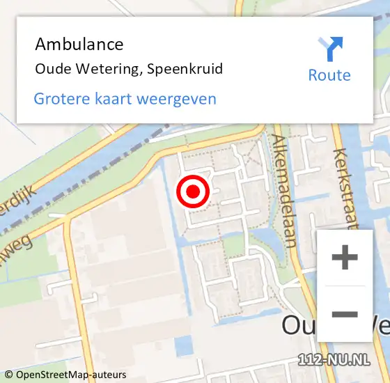 Locatie op kaart van de 112 melding: Ambulance Oude Wetering, Speenkruid op 9 februari 2017 13:12