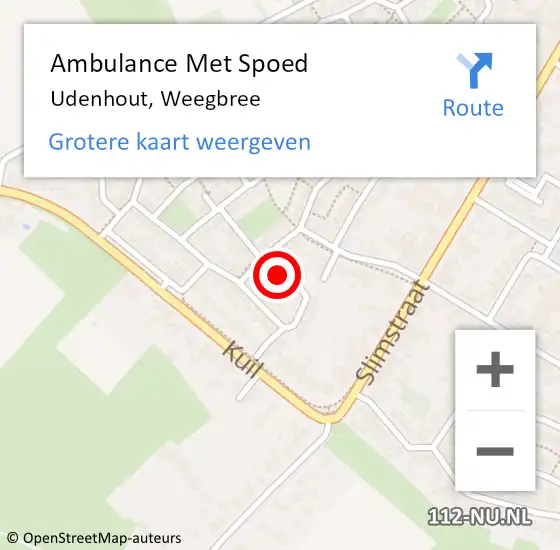 Locatie op kaart van de 112 melding: Ambulance Met Spoed Naar Udenhout, Weegbree op 9 februari 2017 13:51