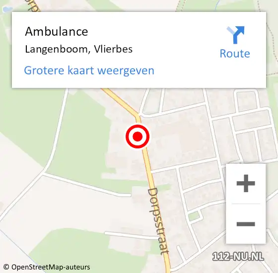 Locatie op kaart van de 112 melding: Ambulance Langenboom, Vlierbes op 9 februari 2017 14:10