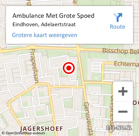 Locatie op kaart van de 112 melding: Ambulance Met Grote Spoed Naar Eindhoven, Adelaertstraat op 9 februari 2017 15:08