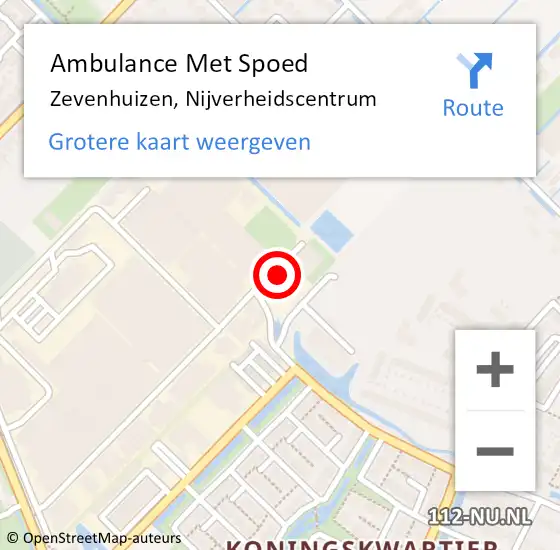 Locatie op kaart van de 112 melding: Ambulance Met Spoed Naar Zevenhuizen, Nijverheidscentrum op 9 februari 2017 15:28