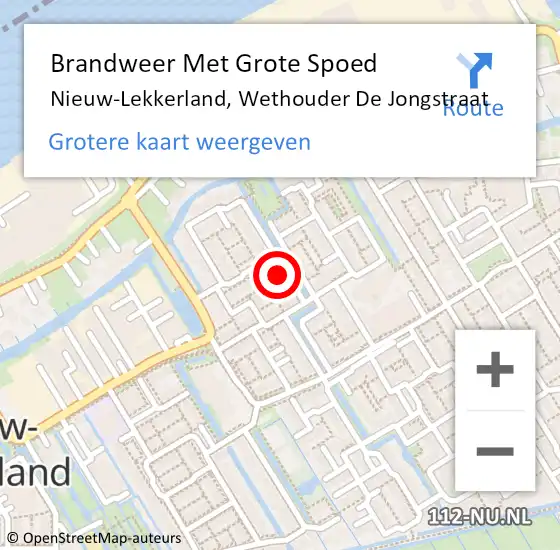 Locatie op kaart van de 112 melding: Brandweer Met Grote Spoed Naar Nieuw-Lekkerland, Wethouder De Jongstraat op 9 februari 2017 16:27