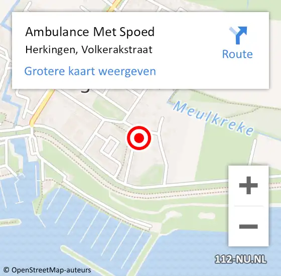 Locatie op kaart van de 112 melding: Ambulance Met Spoed Naar Herkingen, Volkerakstraat op 10 januari 2014 14:18