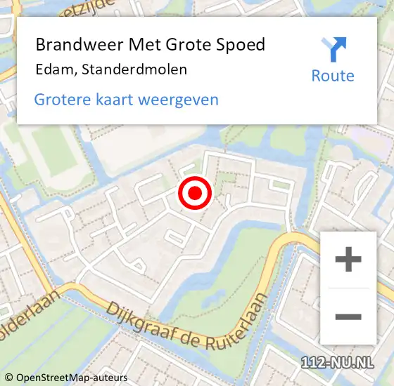 Locatie op kaart van de 112 melding: Brandweer Met Grote Spoed Naar Edam, Standerdmolen op 9 februari 2017 17:03