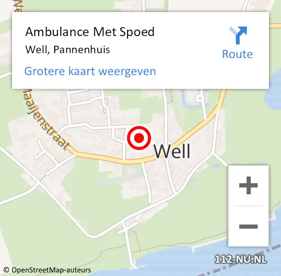 Locatie op kaart van de 112 melding: Ambulance Met Spoed Naar Well, Pannenhuis op 9 februari 2017 18:55