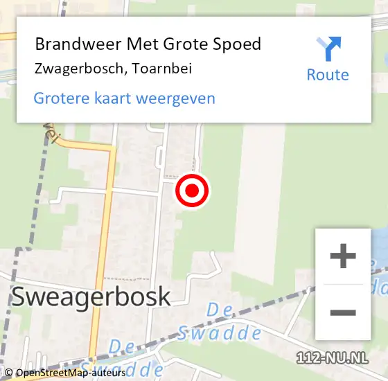 Locatie op kaart van de 112 melding: Brandweer Met Grote Spoed Naar Zwagerbosch, Toarnbei op 9 februari 2017 18:57