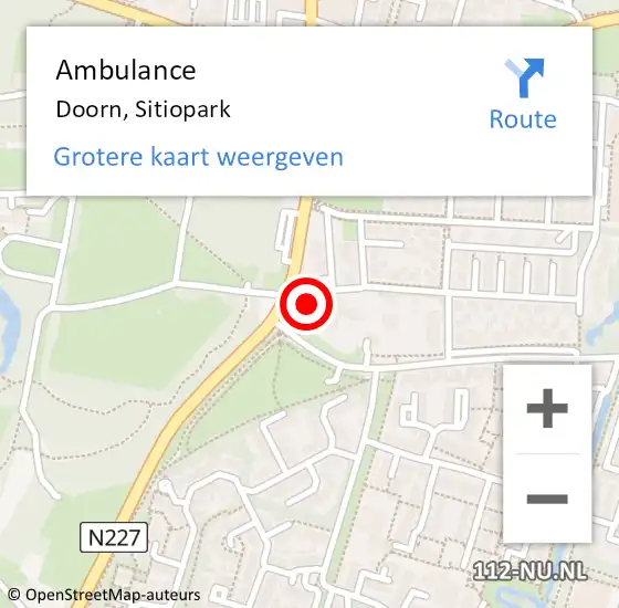 Locatie op kaart van de 112 melding: Ambulance Doorn, Sitiopark op 9 februari 2017 19:09