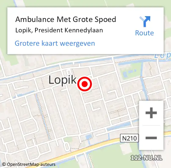 Locatie op kaart van de 112 melding: Ambulance Met Grote Spoed Naar Lopik, President Kennedylaan op 9 februari 2017 19:30