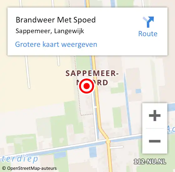Locatie op kaart van de 112 melding: Brandweer Met Spoed Naar Sappemeer, Langewijk op 9 februari 2017 20:11
