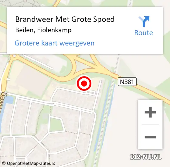 Locatie op kaart van de 112 melding: Brandweer Met Grote Spoed Naar Beilen, Fiolenkamp op 9 februari 2017 21:07