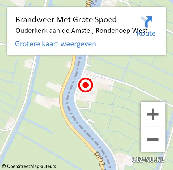 Locatie op kaart van de 112 melding: Brandweer Met Grote Spoed Naar Ouderkerk aan de Amstel, Rondehoep West op 9 februari 2017 21:19