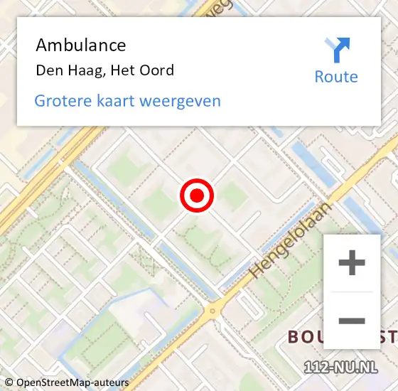 Locatie op kaart van de 112 melding: Ambulance Den Haag, Het Oord op 9 februari 2017 21:55