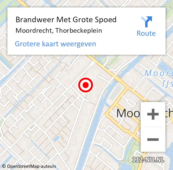 Locatie op kaart van de 112 melding: Brandweer Met Grote Spoed Naar Moordrecht, Thorbeckeplein op 9 februari 2017 22:28