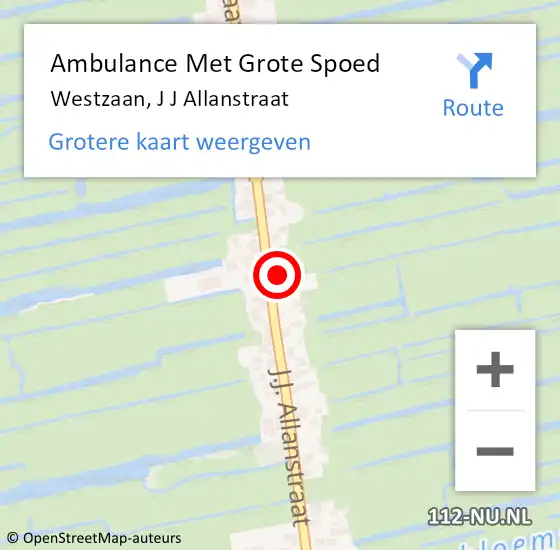 Locatie op kaart van de 112 melding: Ambulance Met Grote Spoed Naar Westzaan, J J Allanstraat op 9 februari 2017 23:38