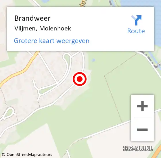 Locatie op kaart van de 112 melding: Brandweer Vlijmen, Molenhoek op 10 februari 2017 00:16