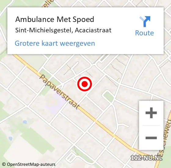 Locatie op kaart van de 112 melding: Ambulance Met Spoed Naar Sint-Michielsgestel, Acaciastraat op 10 februari 2017 01:34